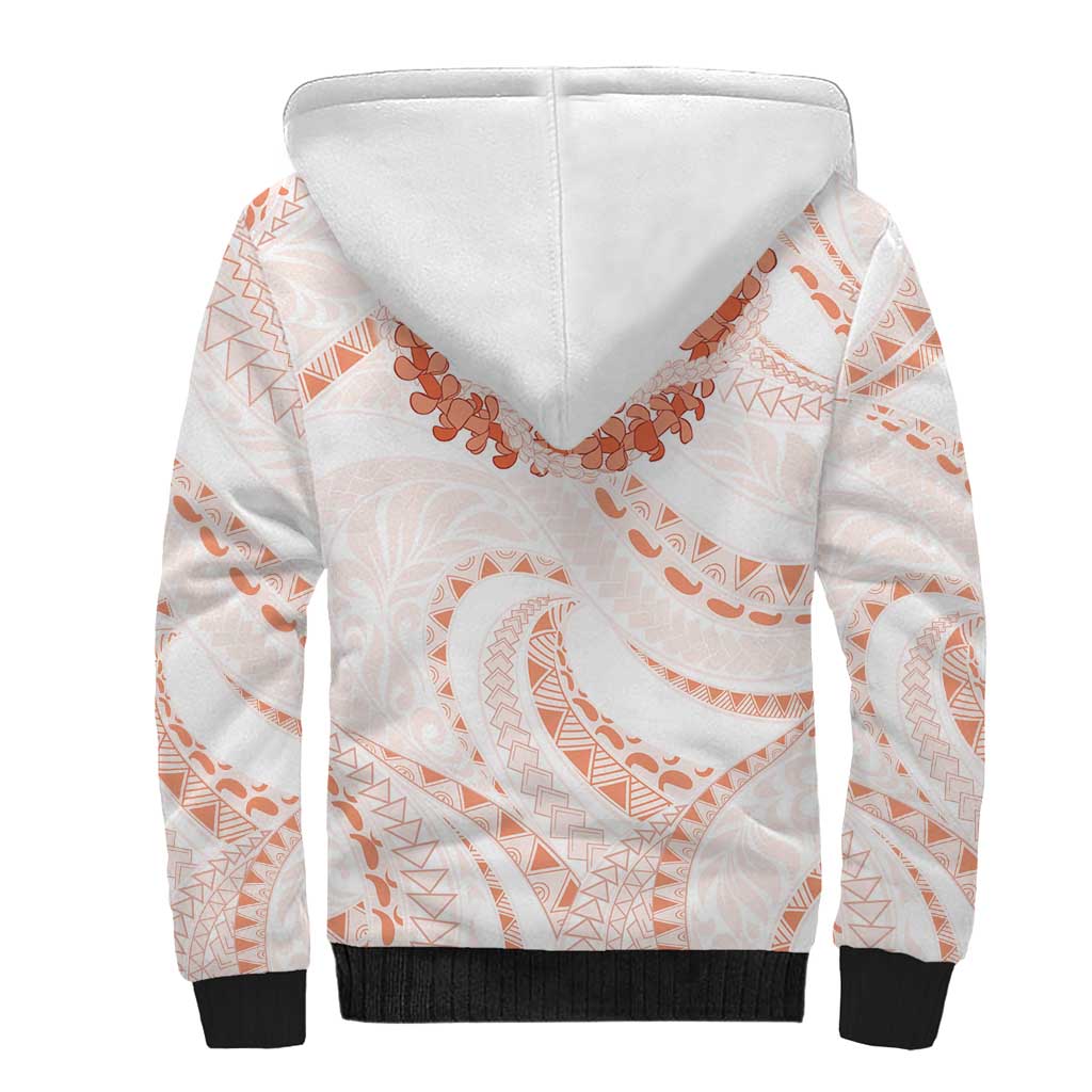 Aloha Lei Onaona Sherpa Hoodie Red Hawaiian Tribal Pattern LT9 - Polynesian Pride