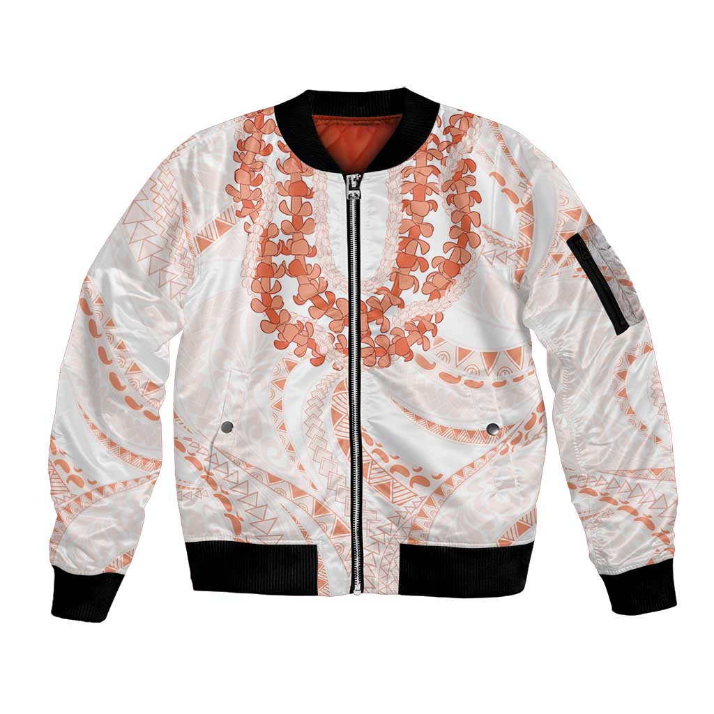 Aloha Lei Onaona Sleeve Zip Bomber Jacket Red Hawaiian Tribal Pattern LT9 Unisex Red - Polynesian Pride