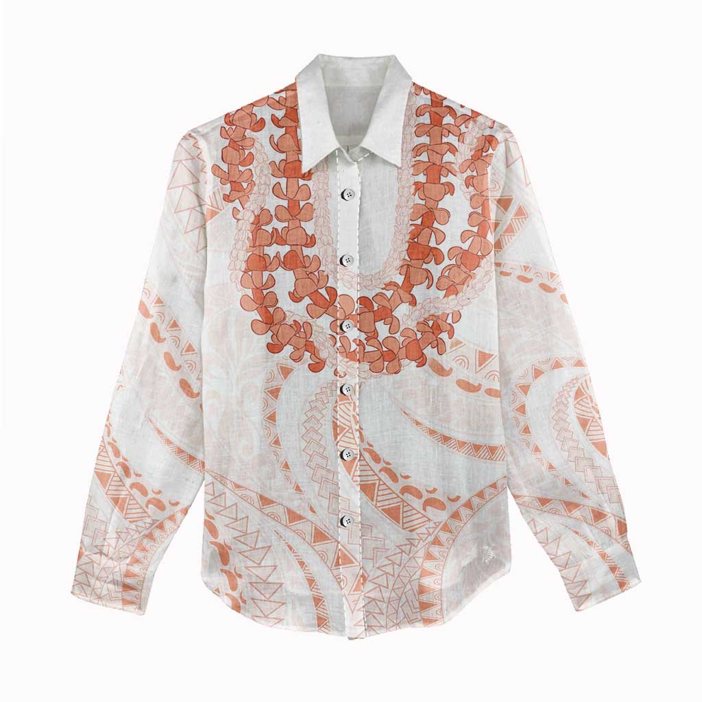 Aloha Lei Onaona Women Casual Shirt Red Hawaiian Tribal Pattern
