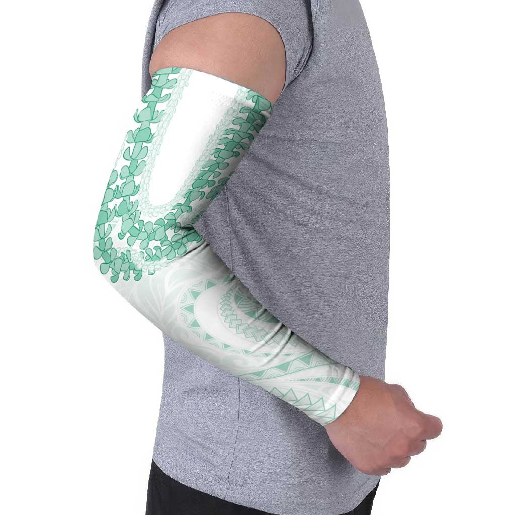 Aloha Lei Onaona Arm Sleeves Sage Green Hawaiian Tribal Pattern - Polynesian Pride