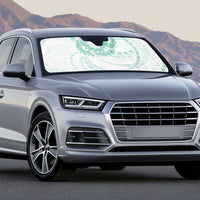 Aloha Lei Onaona Auto Sun Shade Sage Green Hawaiian Tribal Pattern - Polynesian Pride