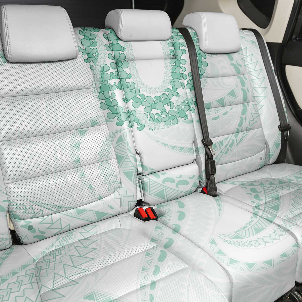 Aloha Lei Onaona Back Car Seat Cover Sage Green Hawaiian Tribal Pattern