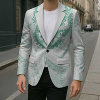 Aloha Lei Onaona Blazer Sage Green Hawaiian Tribal Pattern - Polynesian Pride