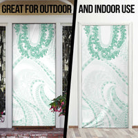 Aloha Lei Onaona Door Cover Sage Green Hawaiian Tribal Pattern - Polynesian Pride