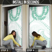 Aloha Lei Onaona Door Cover Sage Green Hawaiian Tribal Pattern - Polynesian Pride