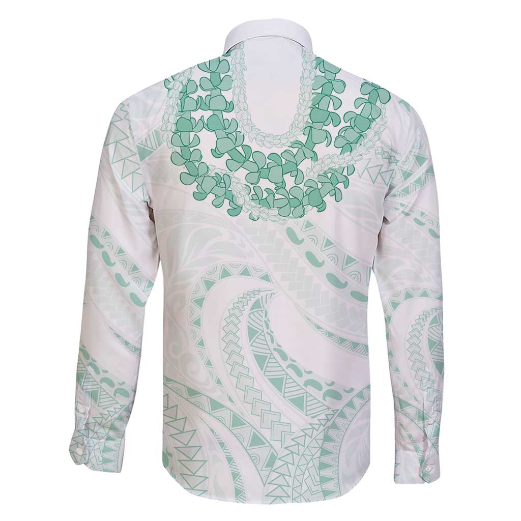 Aloha Lei Onaona Family Matching Short Sleeve Bodycon Dress and Hawaiian Shirt Sage Green Hawaiian Tribal Pattern LT9 - Polynesian Pride