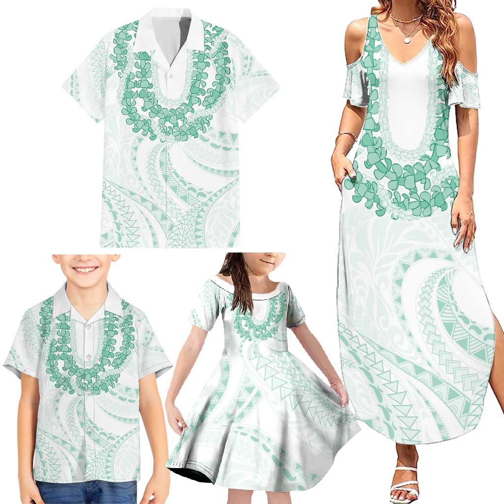 Aloha Lei Onaona Family Matching Summer Maxi Dress and Hawaiian Shirt Sage Green Hawaiian Tribal Pattern