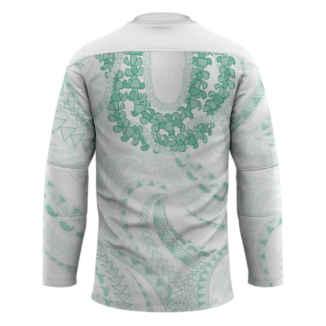 Aloha Lei Onaona Hockey Jersey Sage Green Hawaiian Tribal Pattern - Polynesian Pride
