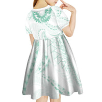 Aloha Lei Onaona Kid Short Sleeve Dress Sage Green Hawaiian Tribal Pattern