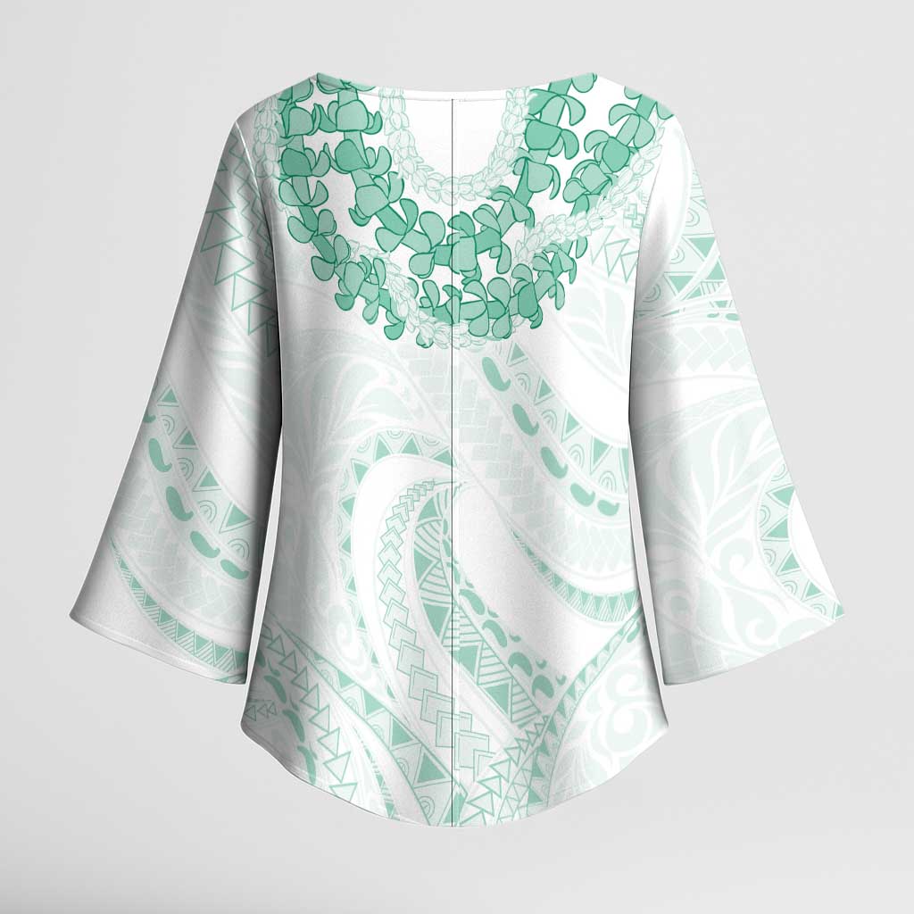 Aloha Lei Onaona Kimono Sleeve Blouse Sage Green Hawaiian Tribal Pattern - Polynesian Pride