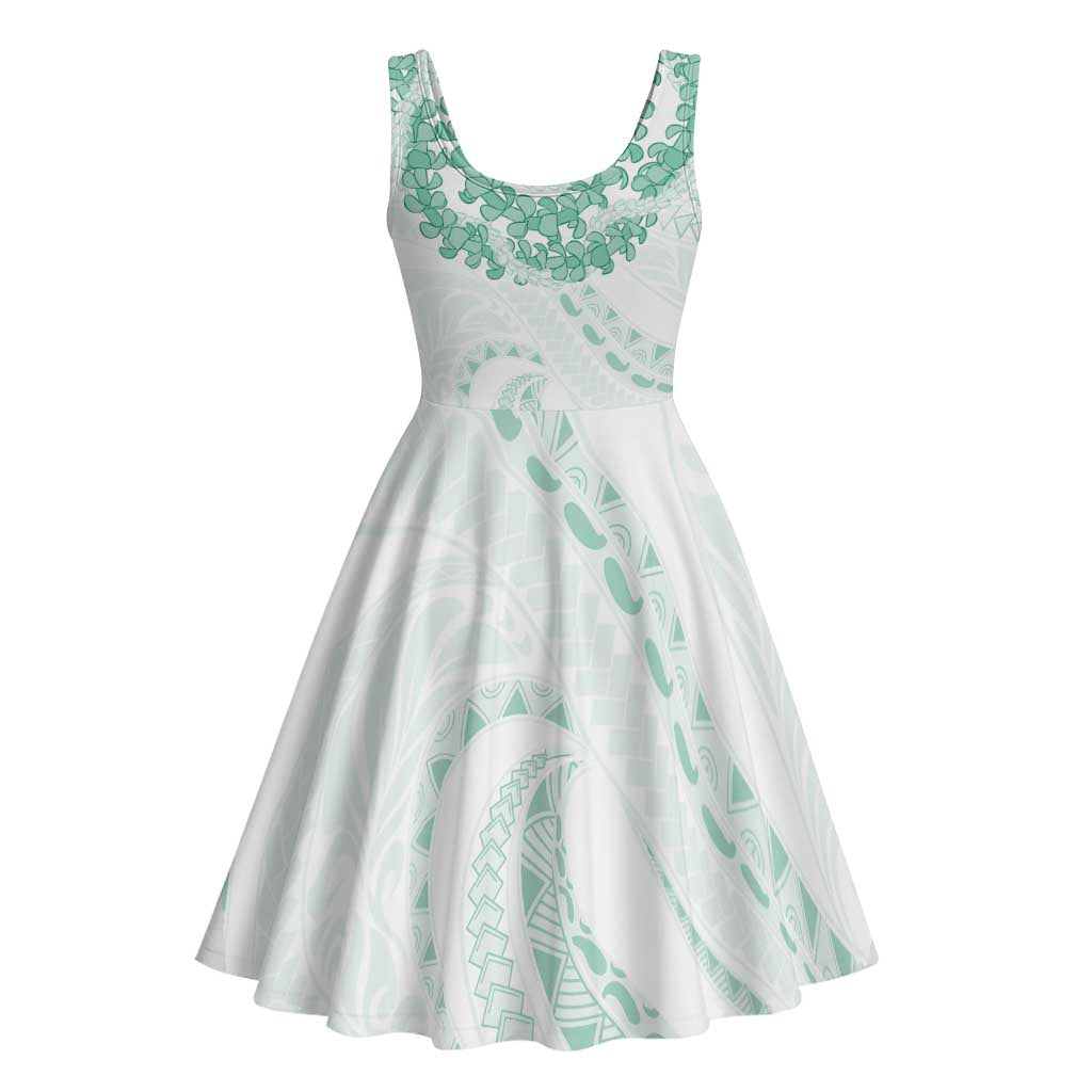 Aloha Lei Onaona Midi Dress Sage Green Hawaiian Tribal Pattern - Polynesian Pride