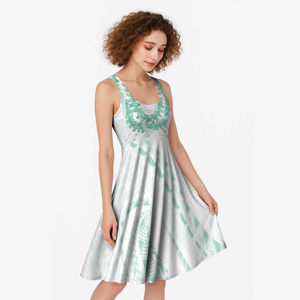 Aloha Lei Onaona Midi Dress Sage Green Hawaiian Tribal Pattern - Polynesian Pride