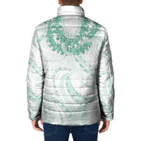 Aloha Lei Onaona Padded Jacket Sage Green Hawaiian Tribal Pattern - Polynesian Pride
