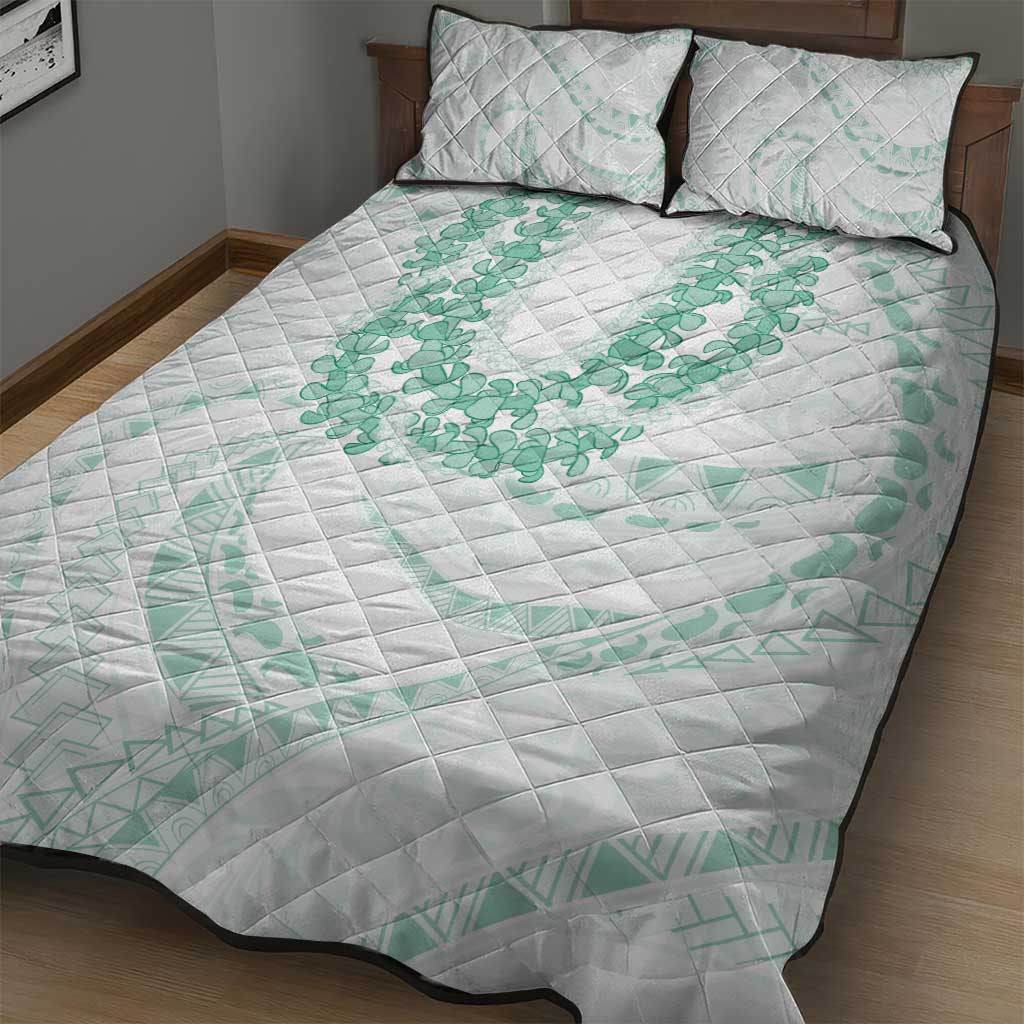 Aloha Lei Onaona Quilt Bed Set Sage Green Hawaiian Tribal Pattern