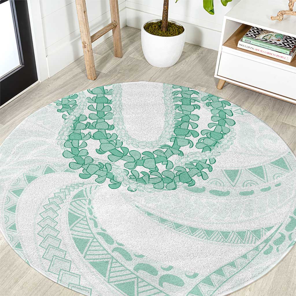 Aloha Lei Onaona Round Carpet Sage Green Hawaiian Tribal Pattern