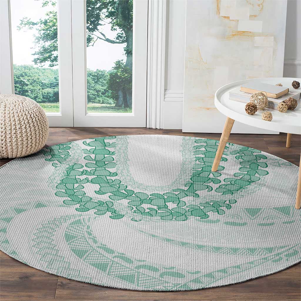 Aloha Lei Onaona Round Carpet Sage Green Hawaiian Tribal Pattern