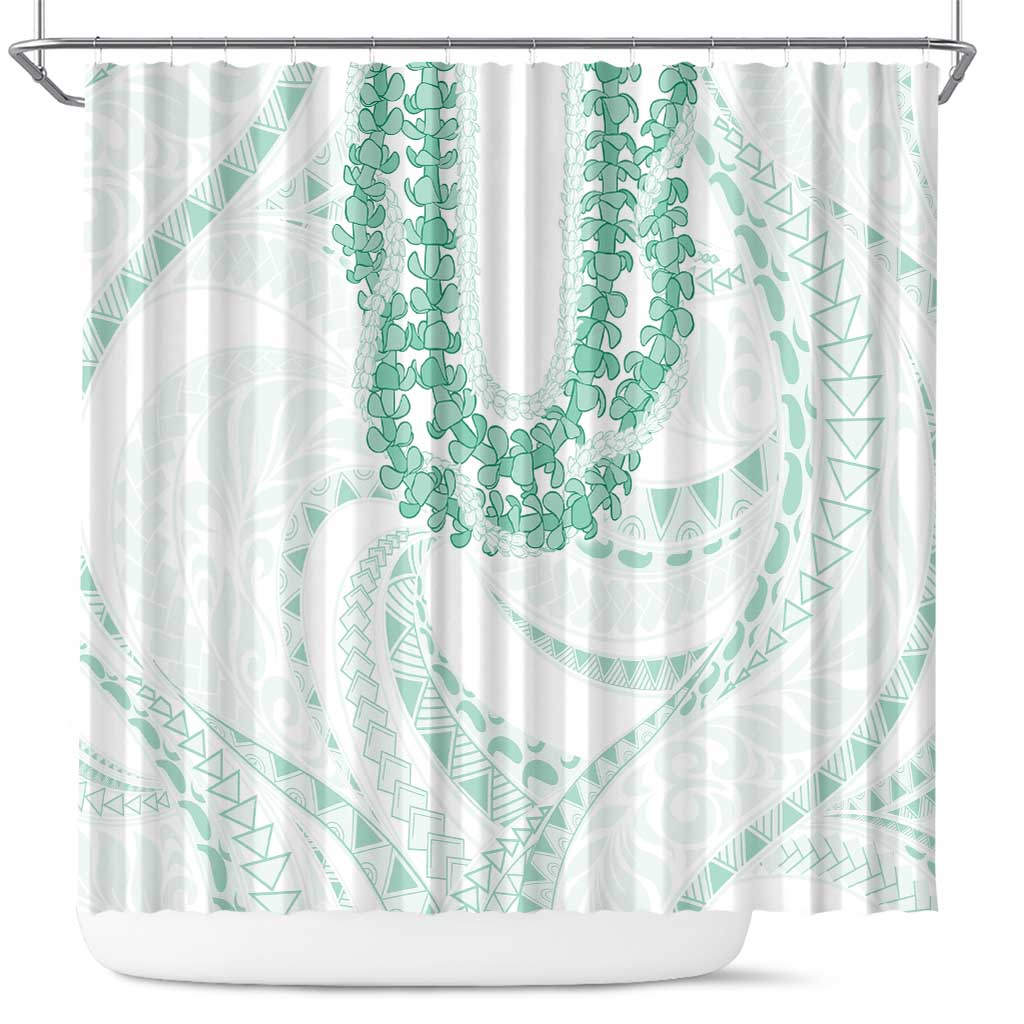 Aloha Lei Onaona Shower Curtain Sage Green Hawaiian Tribal Pattern
