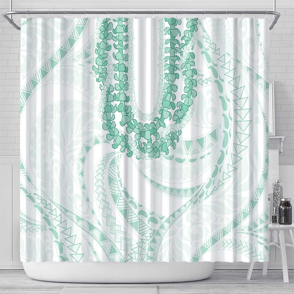 Aloha Lei Onaona Shower Curtain Sage Green Hawaiian Tribal Pattern