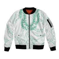 Aloha Lei Onaona Sleeve Zip Bomber Jacket Sage Green Hawaiian Tribal Pattern LT9 Unisex Green - Polynesian Pride