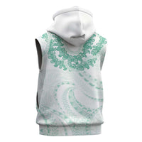 Aloha Lei Onaona Sleeveless Zip Hoodie Sage Green Hawaiian Tribal Pattern - Polynesian Pride