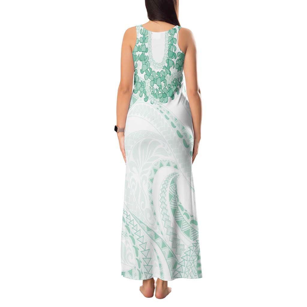 Aloha Lei Onaona Tank Maxi Dress Sage Green Hawaiian Tribal Pattern