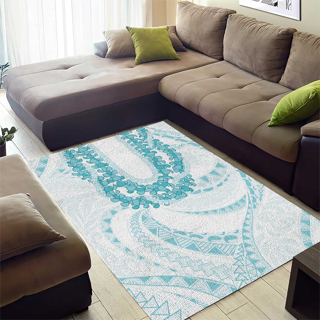 Aloha Lei Onaona Area Rug Teal Hawaiian Tribal Pattern