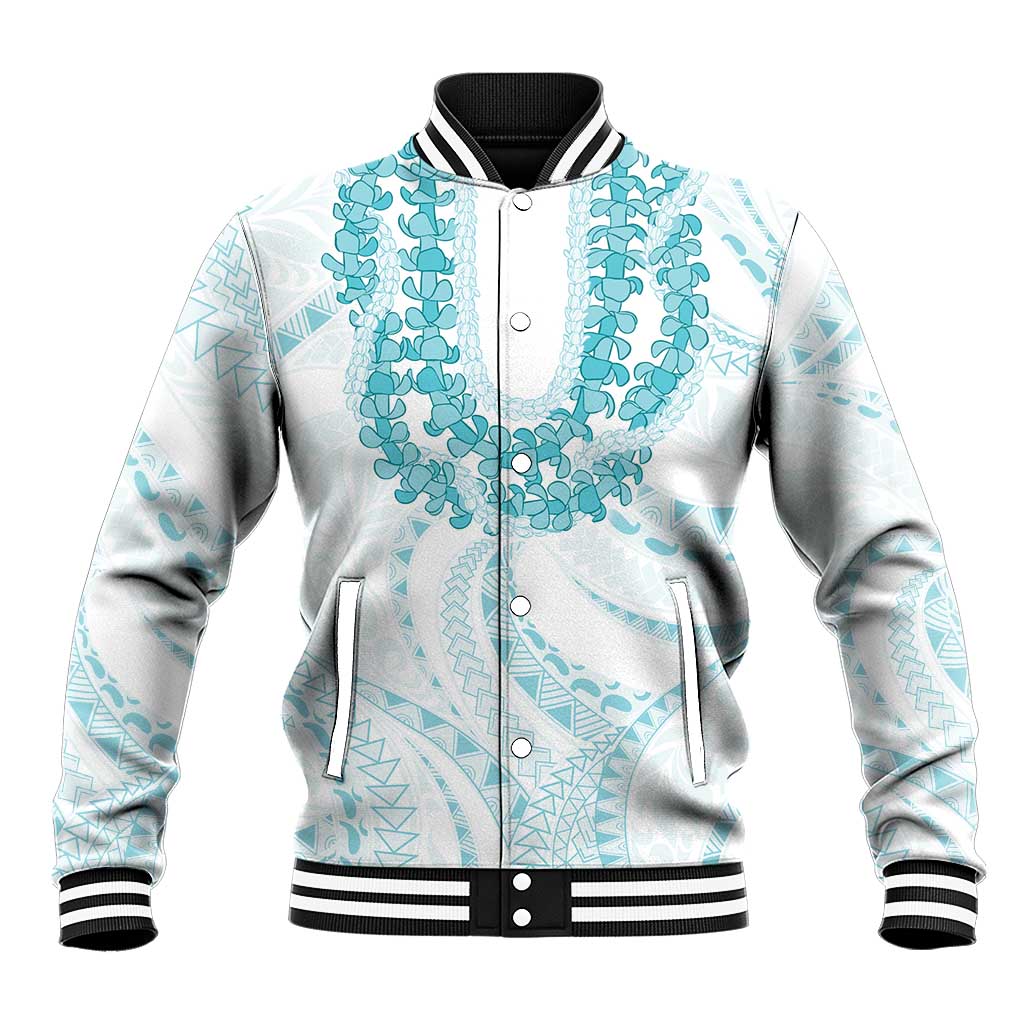 Aloha Lei Onaona Baseball Jacket Teal Hawaiian Tribal Pattern