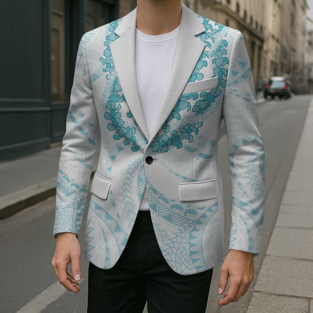 Aloha Lei Onaona Blazer Teal Hawaiian Tribal Pattern - Polynesian Pride