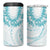 Aloha Lei Onaona 4 in 1 Can Cooler Tumbler Teal Hawaiian Tribal Pattern