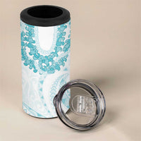 Aloha Lei Onaona 4 in 1 Can Cooler Tumbler Teal Hawaiian Tribal Pattern