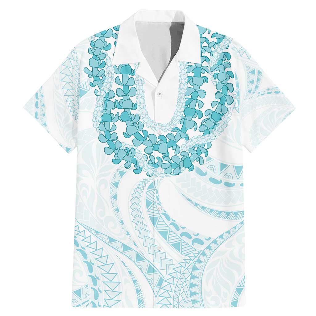 Aloha Lei Onaona Family Matching Mermaid Dress and Hawaiian Shirt Teal Hawaiian Tribal Pattern LT9 Dad's Shirt - Short Sleeve Teal - Polynesian Pride