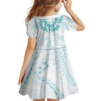 Aloha Lei Onaona Family Matching Off The Shoulder Long Sleeve Dress and Hawaiian Shirt Teal Hawaiian Tribal Pattern