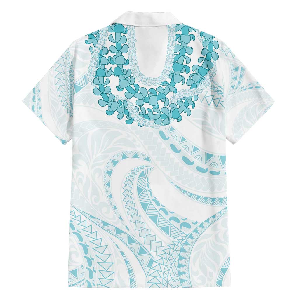 Aloha Lei Onaona Family Matching Puletasi and Hawaiian Shirt Teal Hawaiian Tribal Pattern LT9 - Polynesian Pride