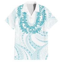 Aloha Lei Onaona Family Matching Summer Maxi Dress and Hawaiian Shirt Teal Hawaiian Tribal Pattern