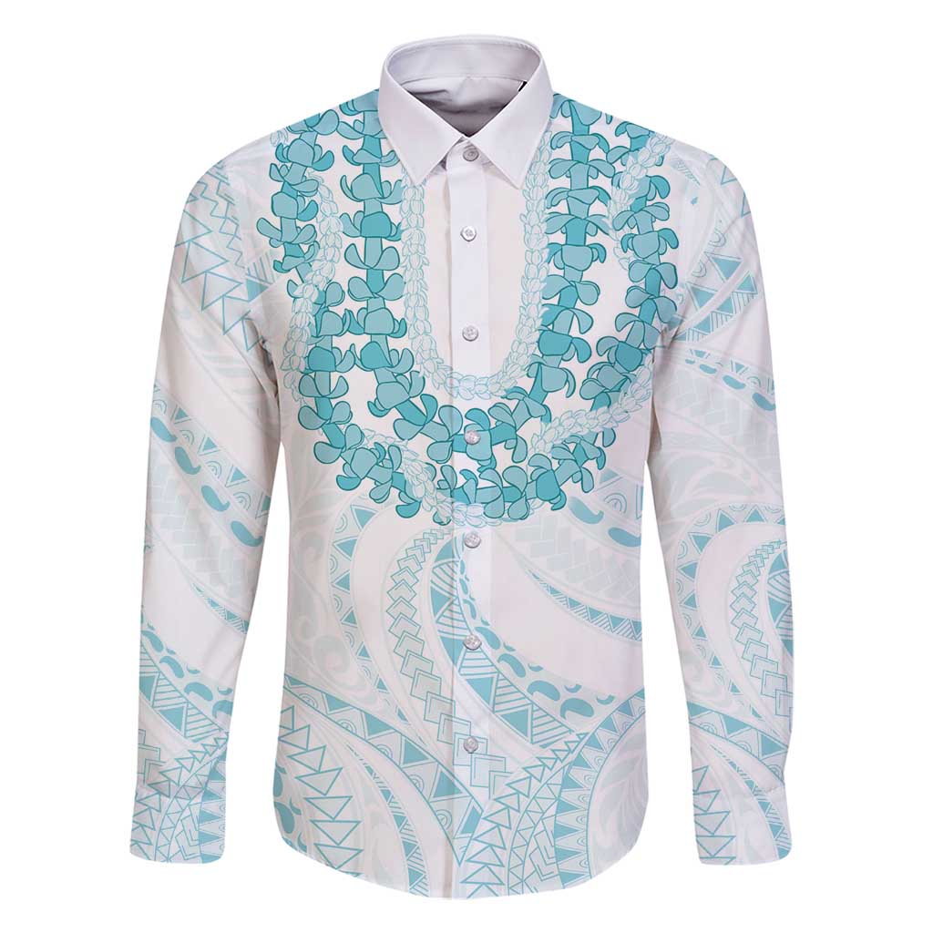 Aloha Lei Onaona Family Matching Summer Maxi Dress and Hawaiian Shirt Teal Hawaiian Tribal Pattern
