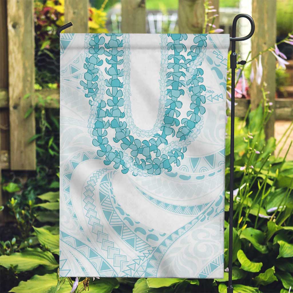 Aloha Lei Onaona Garden Flag Teal Hawaiian Tribal Pattern