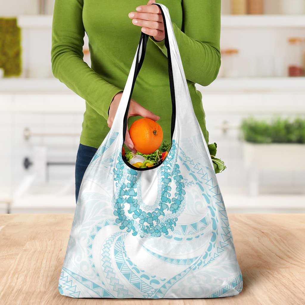 Aloha Lei Onaona Grocery Bag Teal Hawaiian Tribal Pattern LT9 - Polynesian Pride