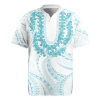 Aloha Lei Onaona Rugby Jersey Teal Hawaiian Tribal Pattern