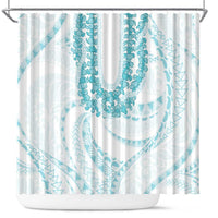 Aloha Lei Onaona Shower Curtain Teal Hawaiian Tribal Pattern