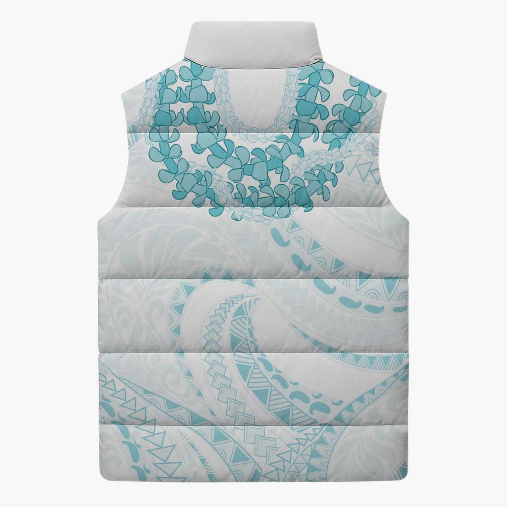 Aloha Lei Onaona Sleeveless Puffer Jacket Teal Hawaiian Tribal Pattern - Polynesian Pride