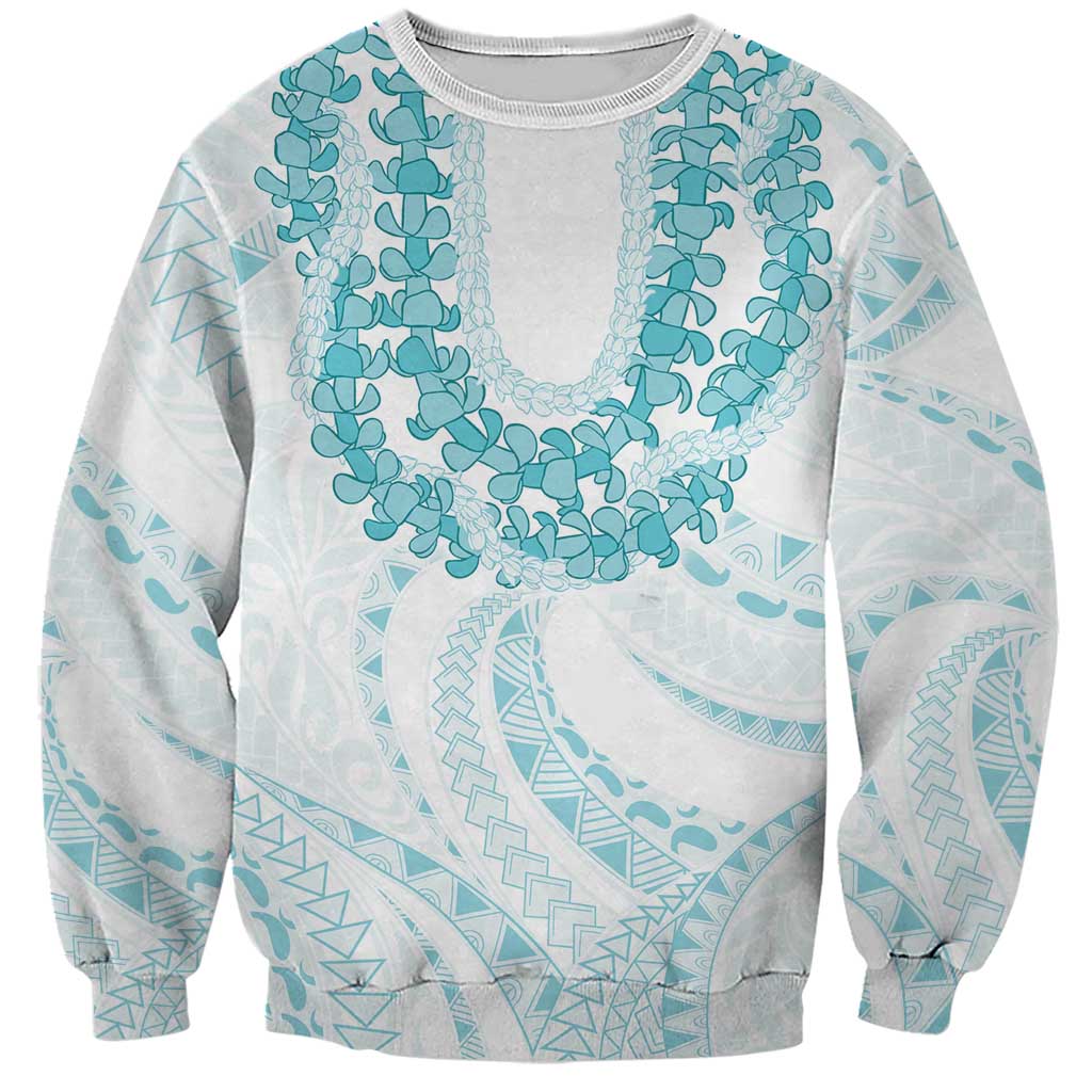 Aloha Lei Onaona Sweatshirt Teal Hawaiian Tribal Pattern
