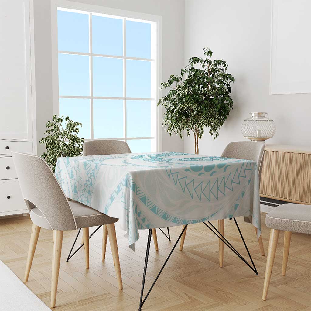 Aloha Lei Onaona Tablecloth Teal Hawaiian Tribal Pattern