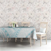 Aloha Lei Onaona Tablecloth Teal Hawaiian Tribal Pattern
