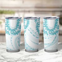Aloha Lei Onaona Tumbler Cup Teal Hawaiian Tribal Pattern