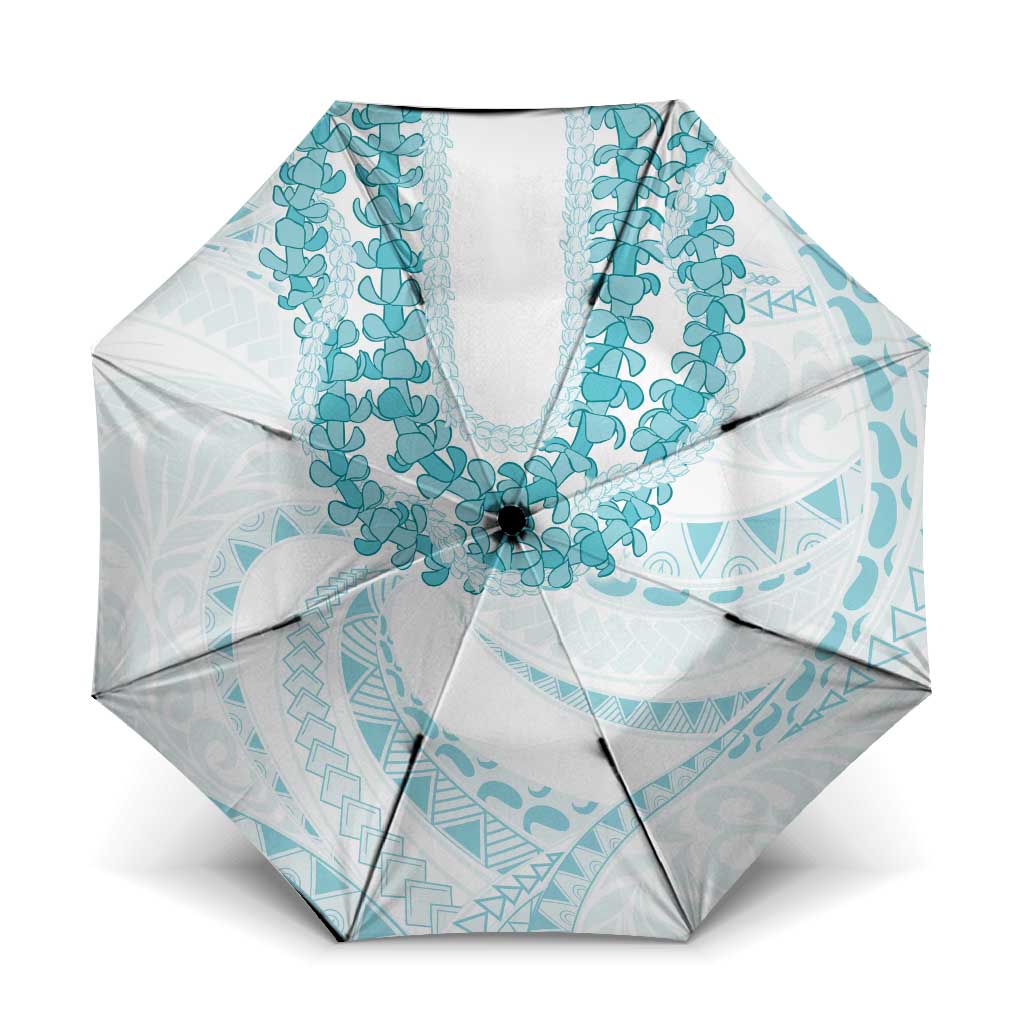 Aloha Lei Onaona Umbrella Teal Hawaiian Tribal Pattern - Polynesian Pride