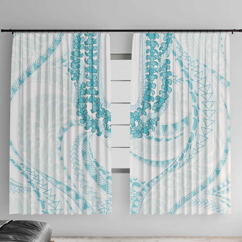 Aloha Lei Onaona Window Curtain Teal Hawaiian Tribal Pattern
