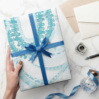 Aloha Lei Onaona Wrapping Paper Teal Hawaiian Tribal Pattern - Polynesian Pride