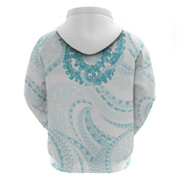Aloha Lei Onaona Zip Hoodie Teal Hawaiian Tribal Pattern