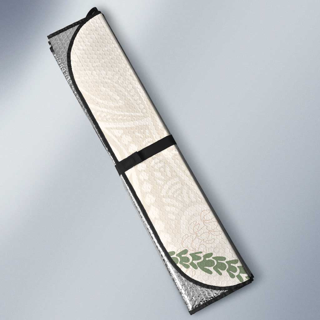 Aloha Lei Mikioi Auto Sun Shade Beige Polynesian Tribal Tatau Pattern - Polynesian Pride