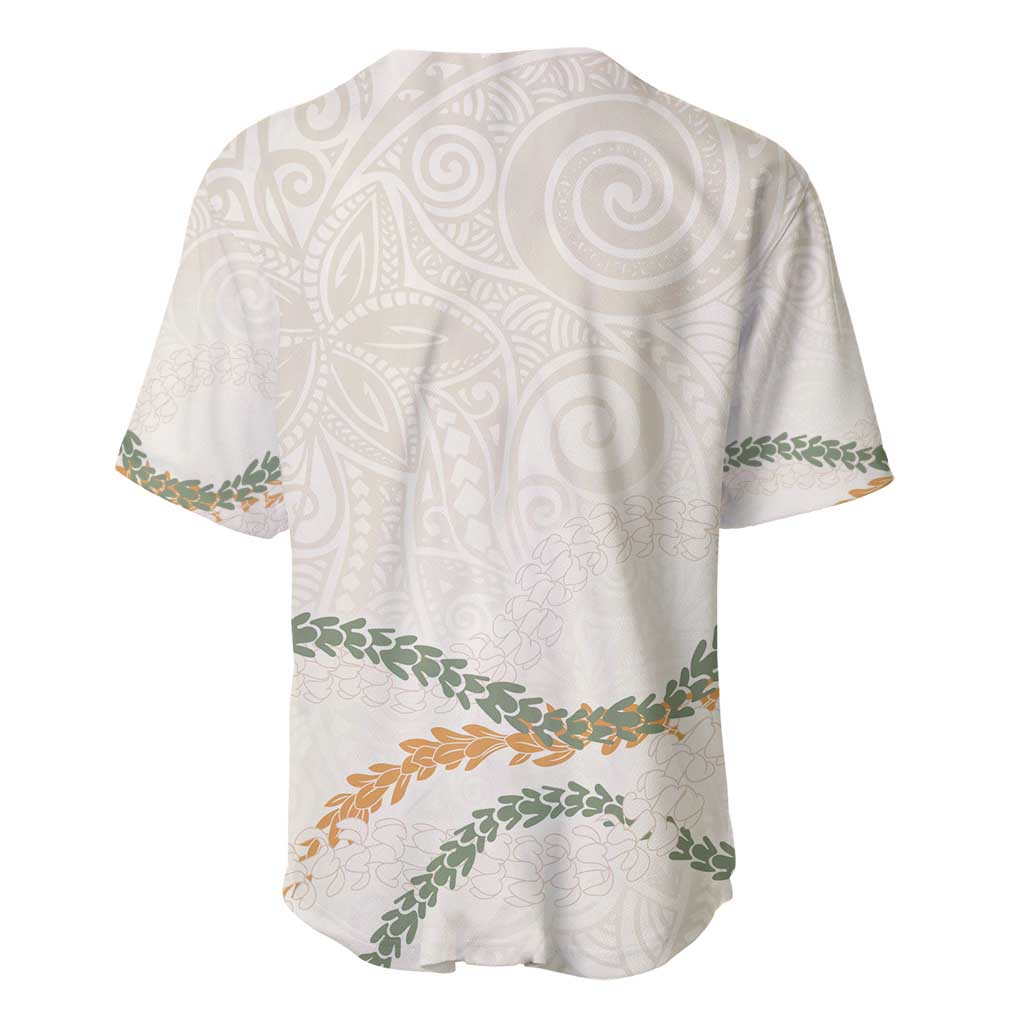 Aloha Lei Mikioi Baseball Jersey Beige Polynesian Tribal Tatau Pattern LT9 - Polynesian Pride